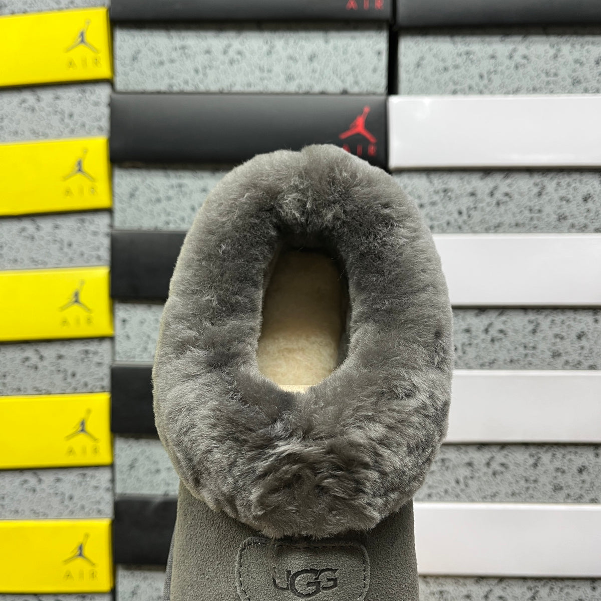 UGG Slip-On Shoes in Gray with Plush Collar