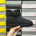 UGG Button-Detail Mini Boots in Black with Plush Lining