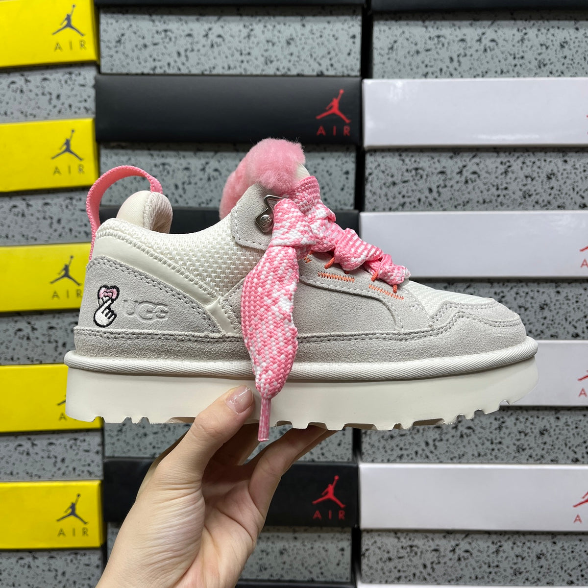 UGG Lowmel Lace-Up Shoes in White and Pink