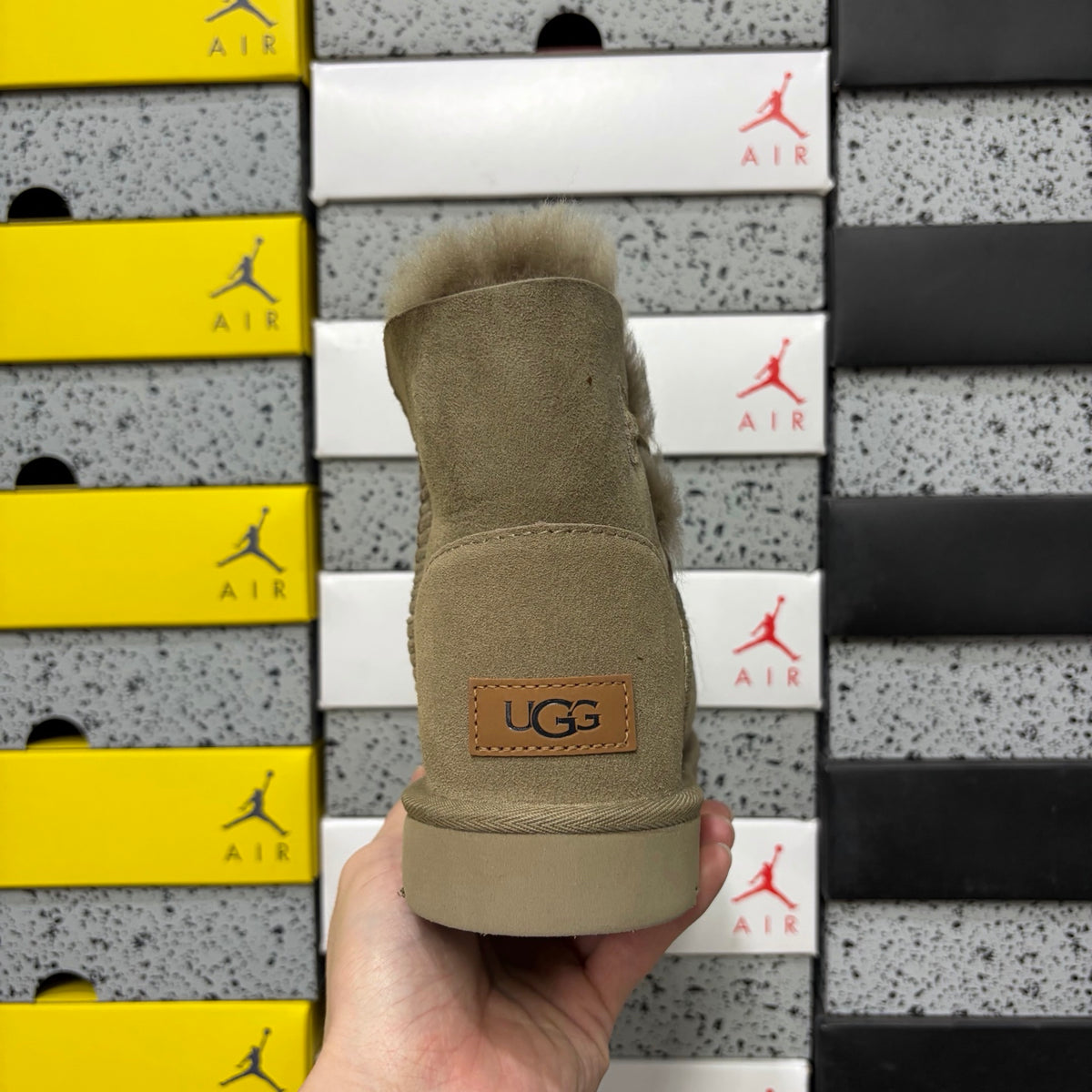 UGG Button-Detail Short Boots in Antelope Brown with Plush Lining