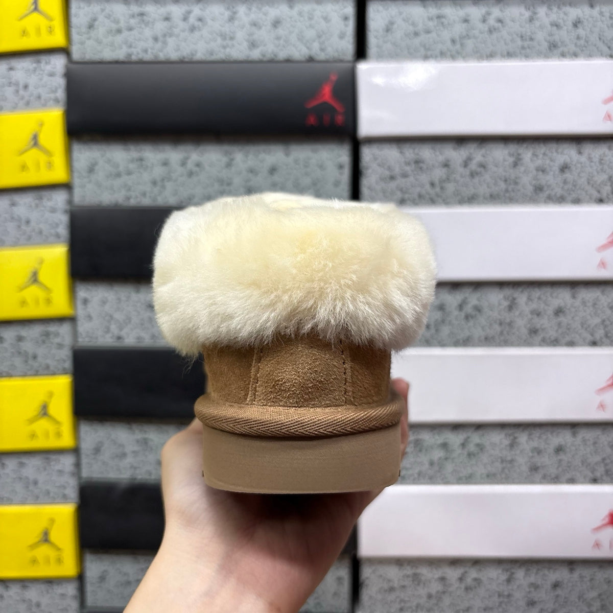UGG Slip-On Shoes in Chestnut with Cream Plush Collar