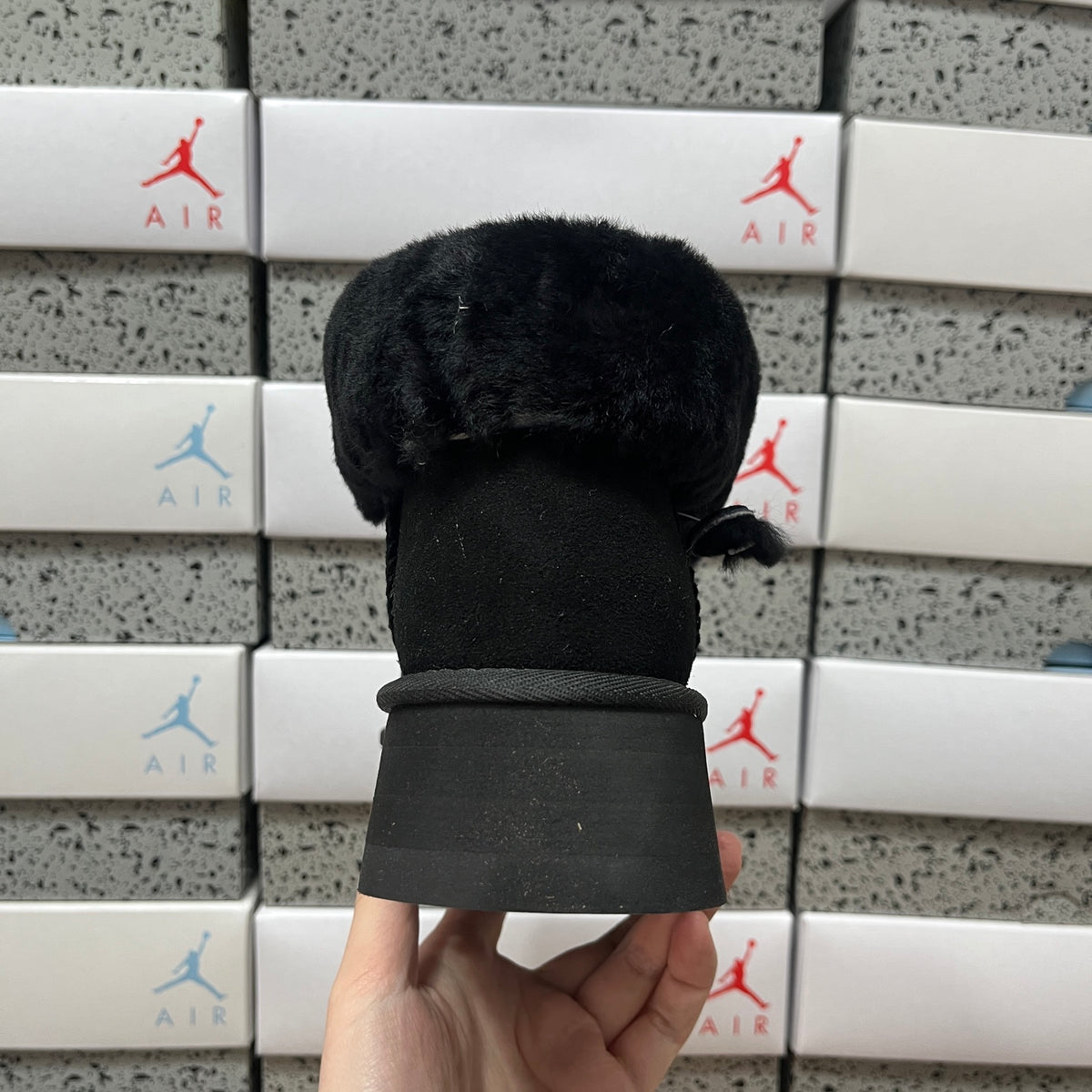 UGG Black Platform Ankle Boots with Plush Cuff