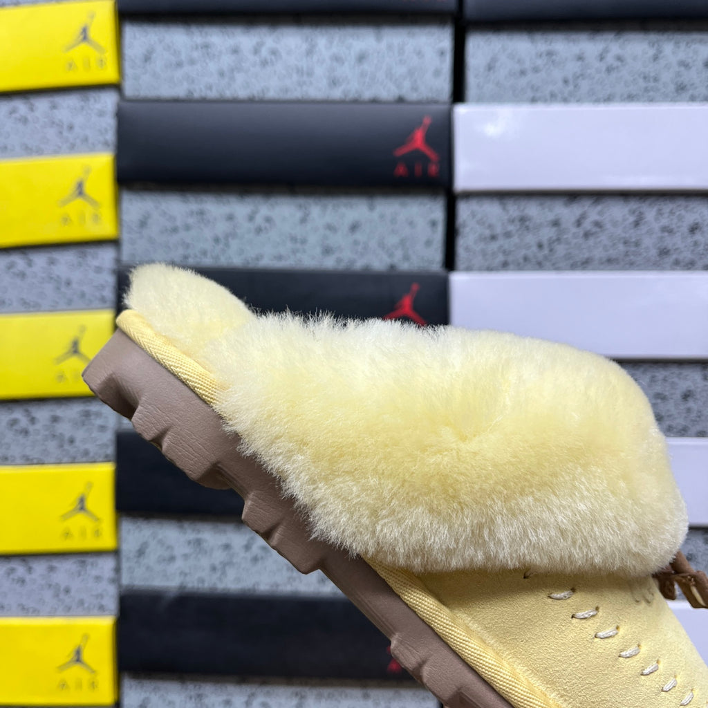UGG Slippers in Soft Yellow with Plush Collar