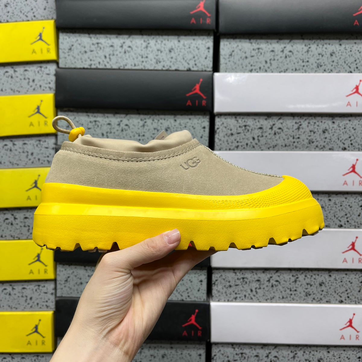 UGG Slip-On Shoes in Beige with Yellow Chunky Sole