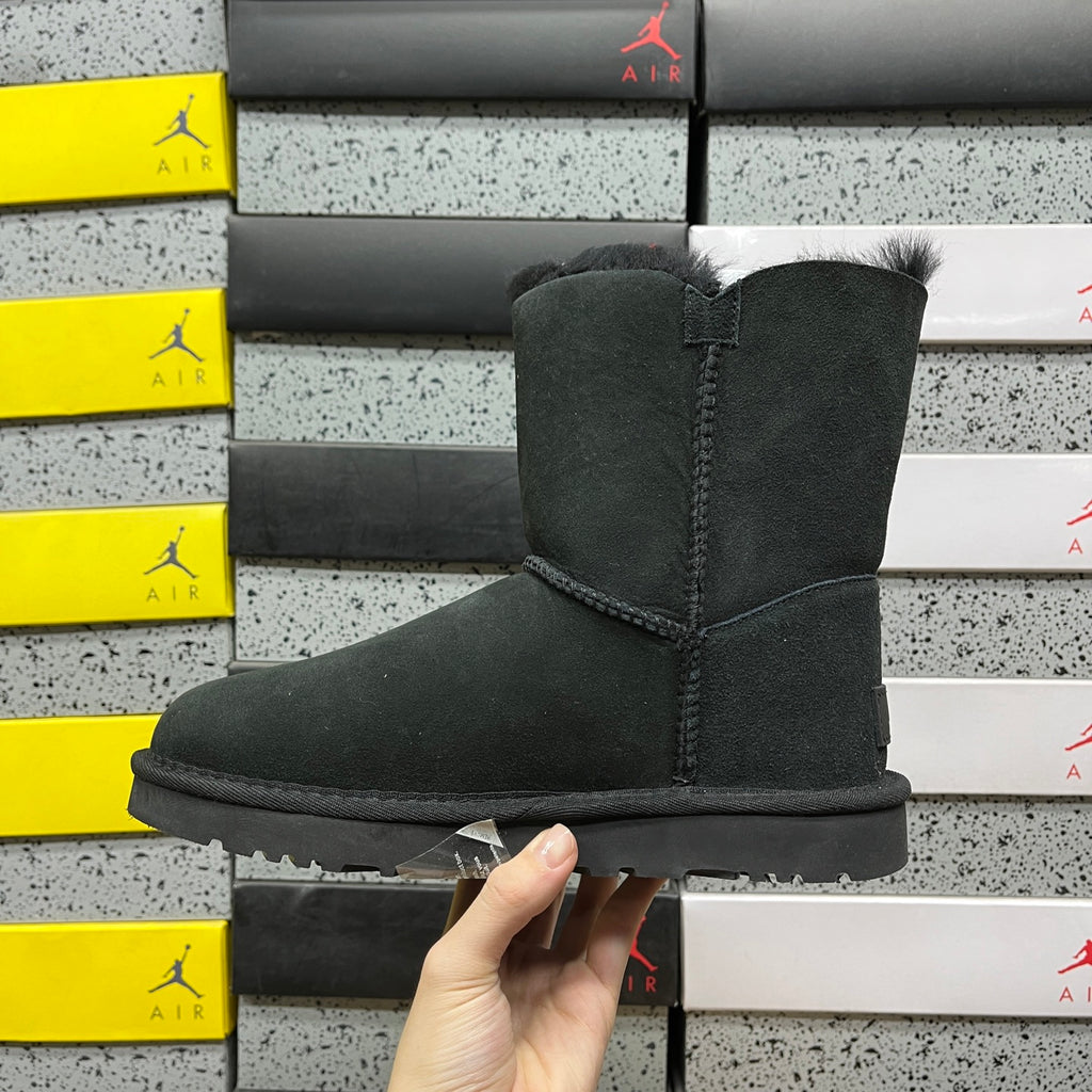 UGG Button-Detail Short Boots in Black with Plush Lining