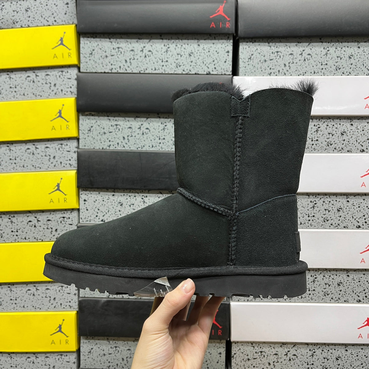 UGG Button-Detail Short Boots in Black with Plush Lining