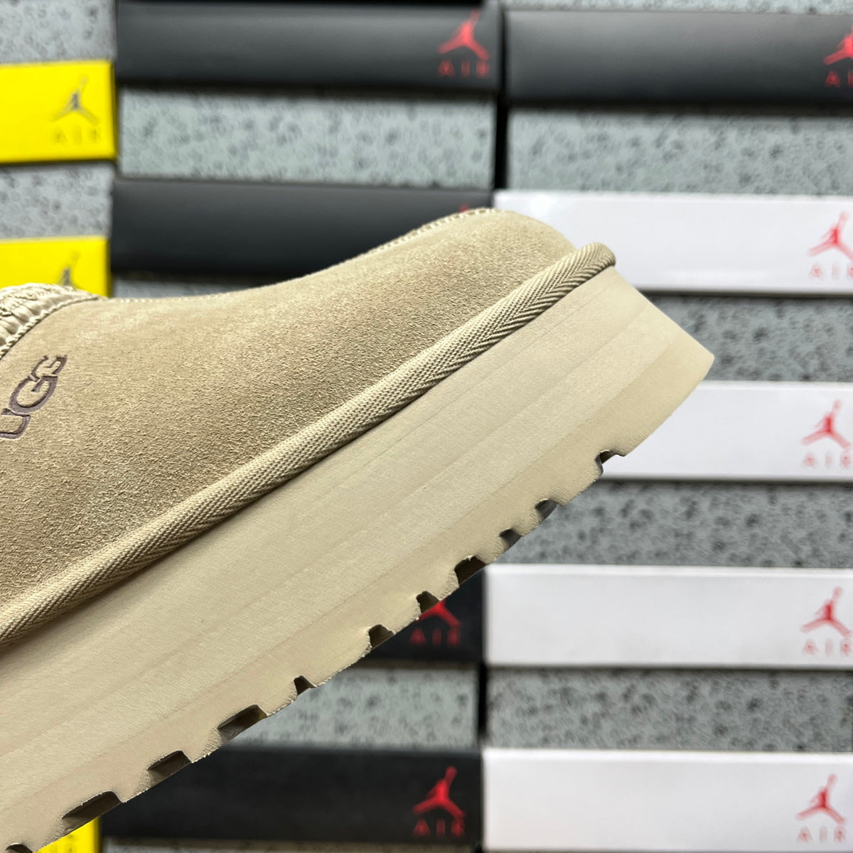 UGG Platform Slip-On Shoes in Mustard Seed with Stitched Trim