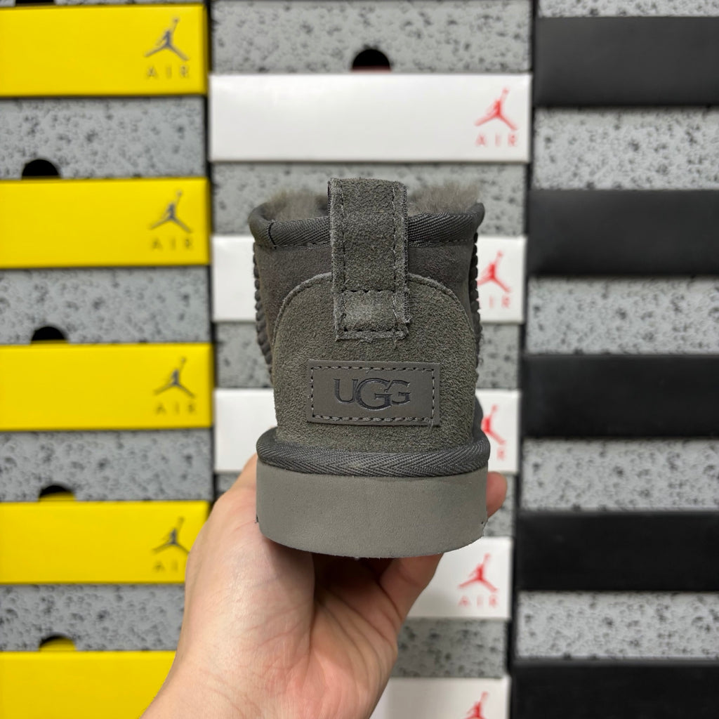 UGG Classic Mini Pull-On Boots in Gray with Plush Lining