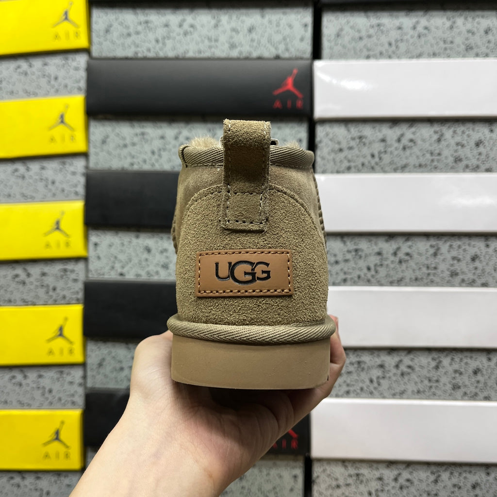 UGG Ultra Mini Pull-On Boots in Antelope Brown with Plush Lining