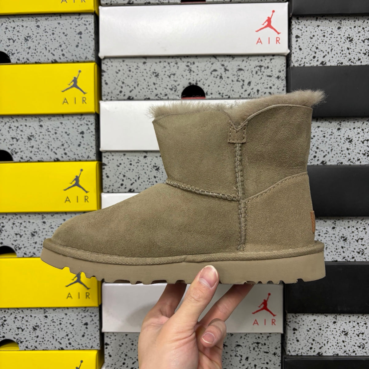 UGG Button-Detail Short Boots in Antelope Brown with Plush Lining