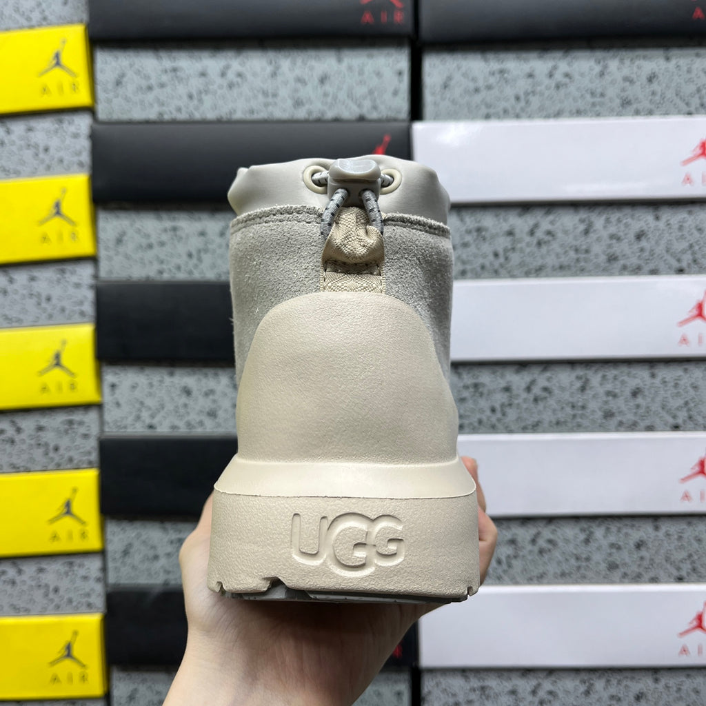 UGG Lace-Up Ankle Boots in Gray with Cream Chunky Lug Sole