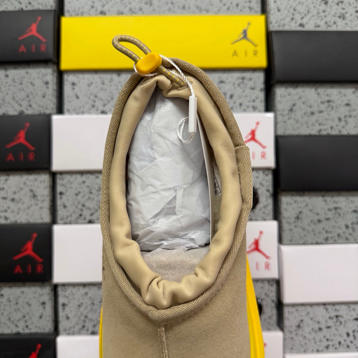 UGG Beige Slip-On Shoes with Yellow Chunky Lug Sole