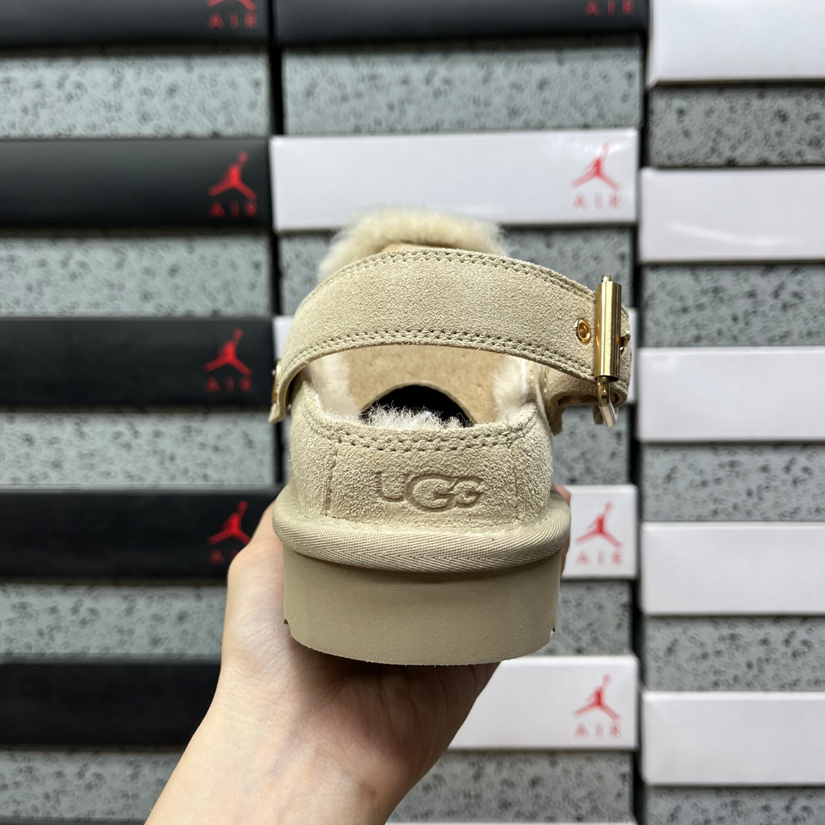 UGG Buckle-Strap Clogs in Mustard Seed with Plush Lining