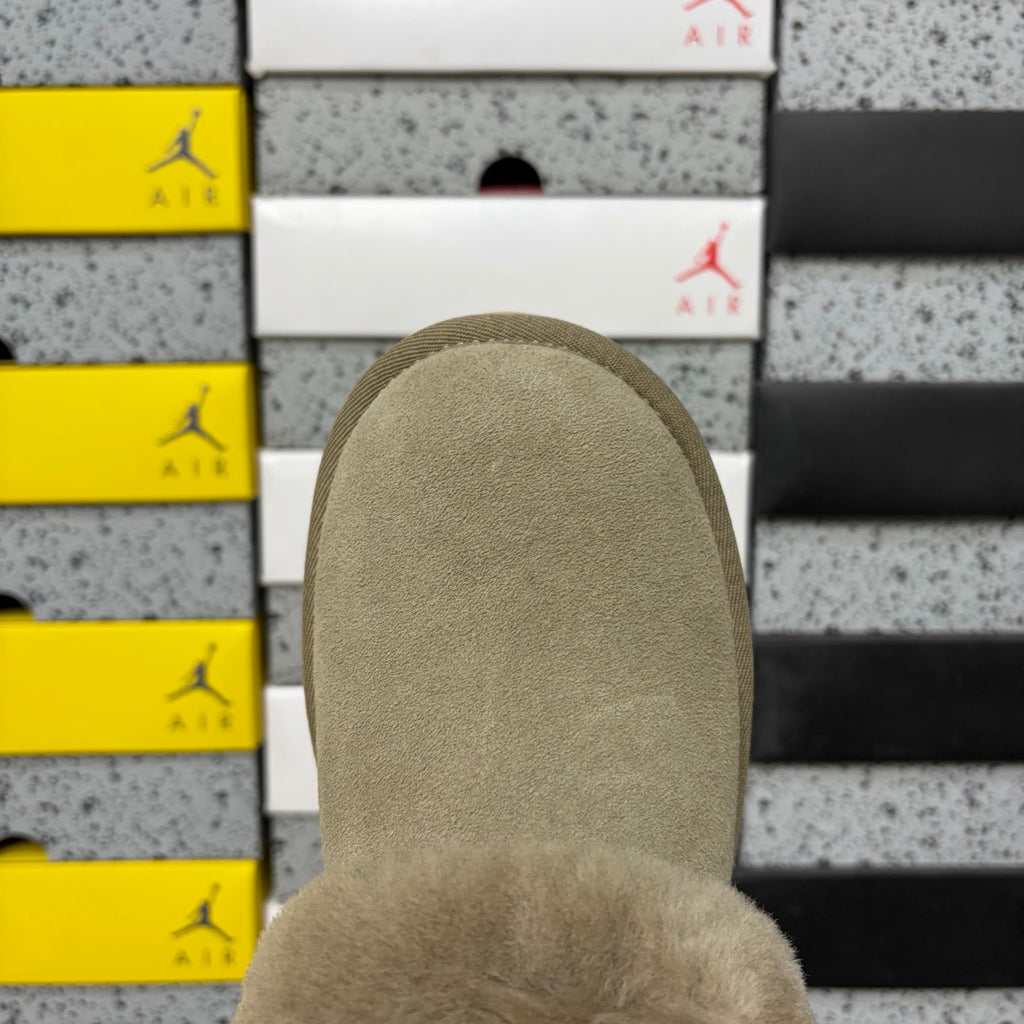 UGG Brown Platform Slip-On Shoes with Plush Collar
