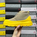 UGG Lace-Up Ankle Boots in Beige with Yellow Chunky Lug Sole