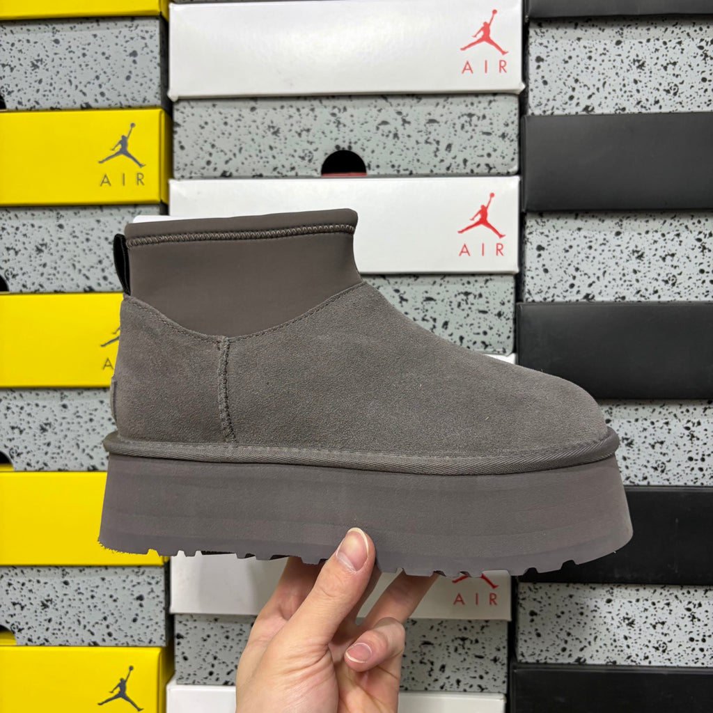 UGG Thundercloud Gray Pull-On Platform Ankle Boots