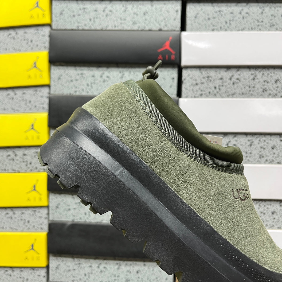 UGG Slip-On Shoes in Olive Green with Black Chunky Sole
