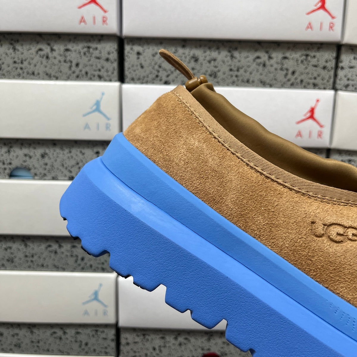 UGG Tan Slip-On Shoes with Blue Chunky Lug Sole