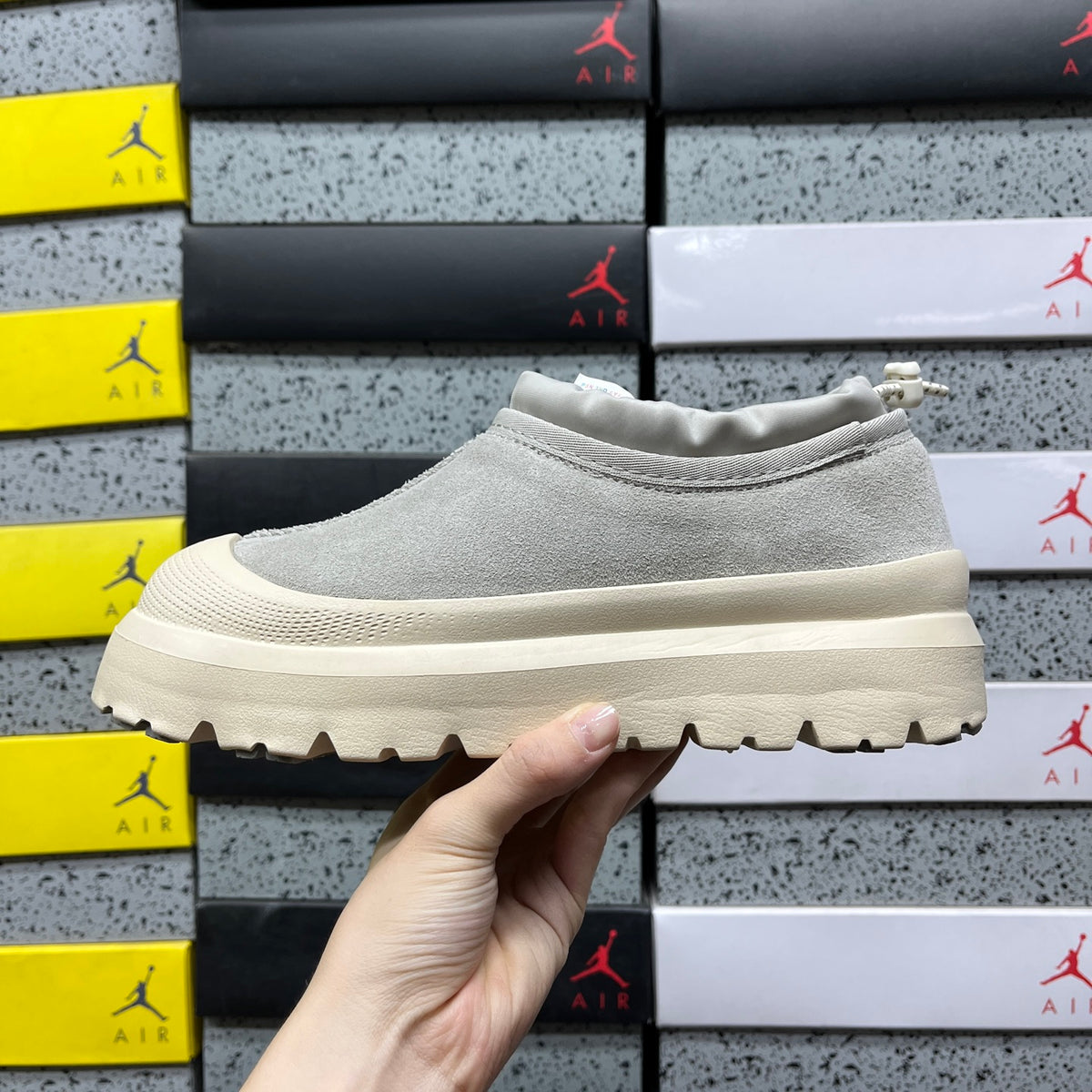 UGG Slip-On Platform Shoes in Mist Gray with Plush Lining