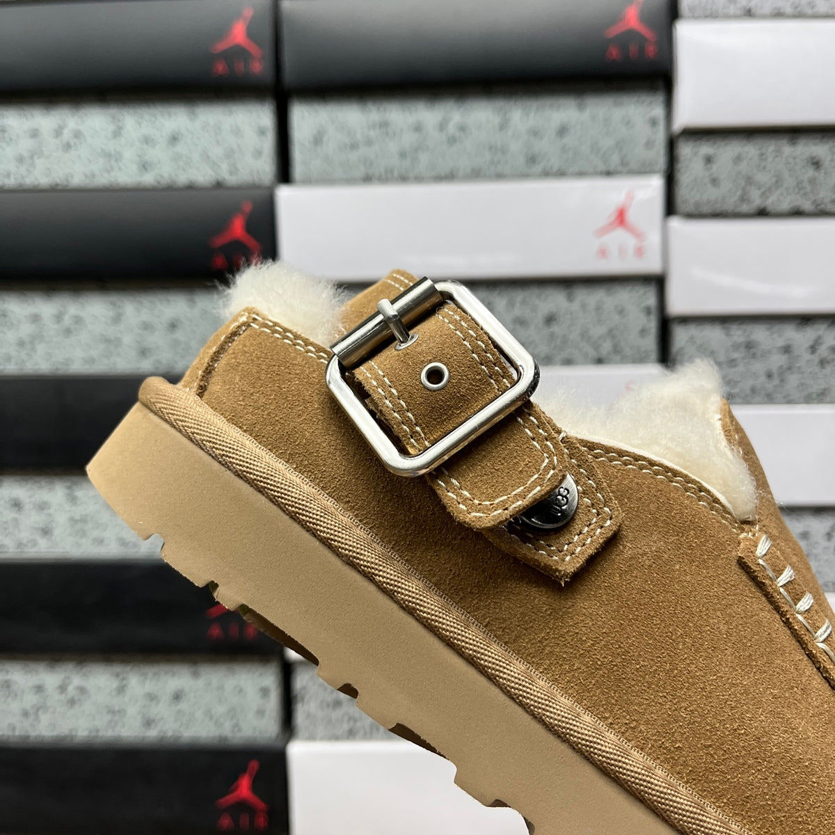 UGG Buckle-Strap Clogs in Chestnut with Plush Lining
