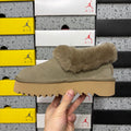 UGG Brown Platform Slip-On Shoes with Plush Collar
