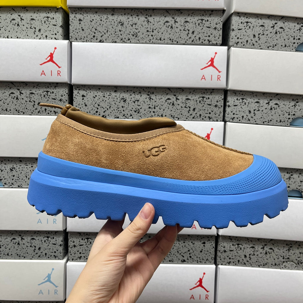 UGG Tan Slip-On Shoes with Blue Chunky Lug Sole