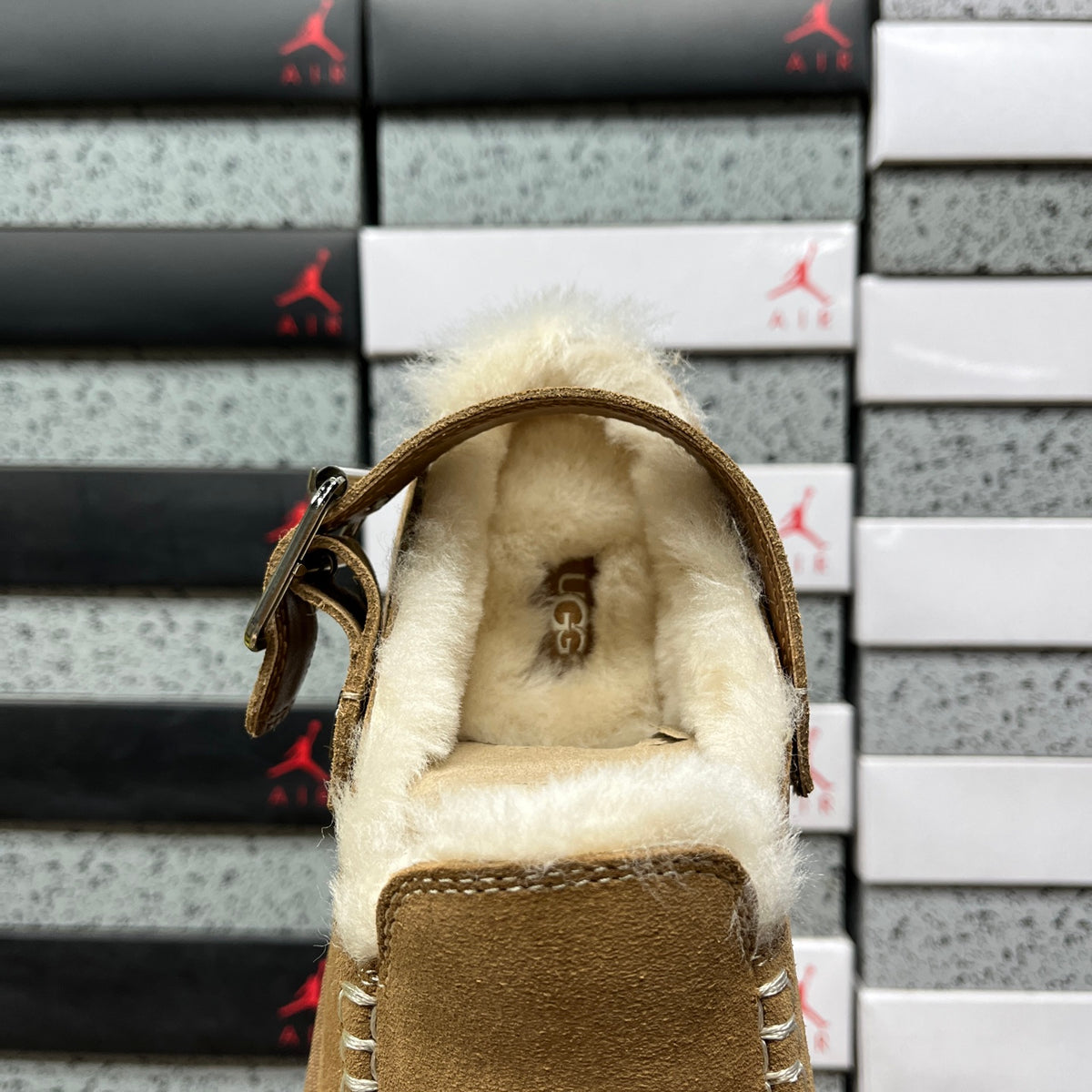 UGG Buckle-Strap Clogs in Chestnut with Plush Lining