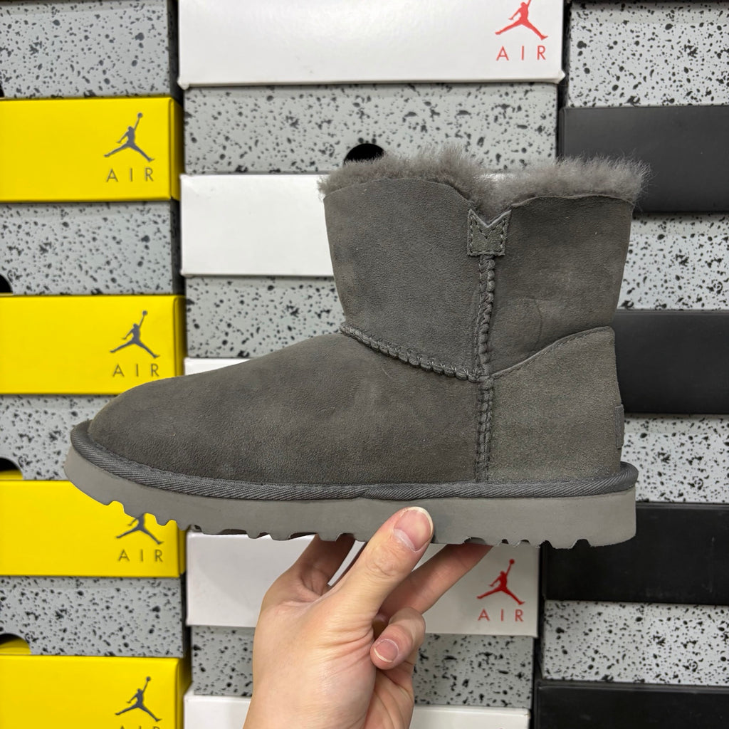 UGG Button-Detail Short Boots in Gray with Plush Lining