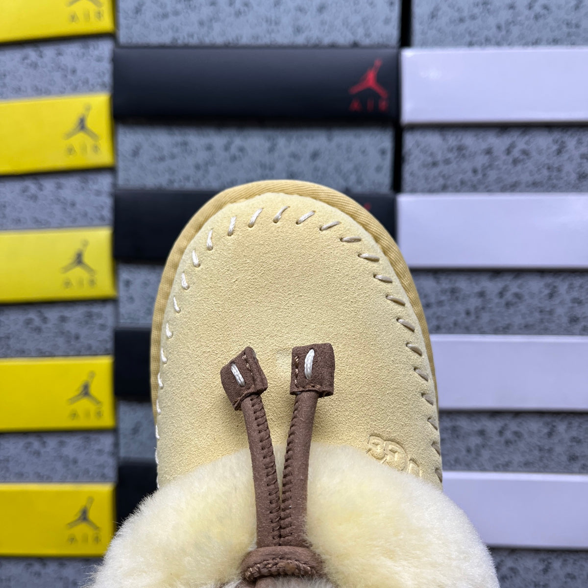 UGG Slippers in Soft Yellow with Plush Collar