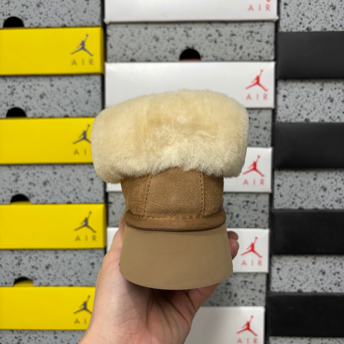 UGG Chestnut Slippers with Cream Plush Collar
