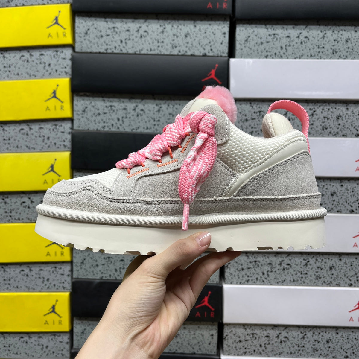 UGG Lowmel Lace-Up Shoes in White and Pink